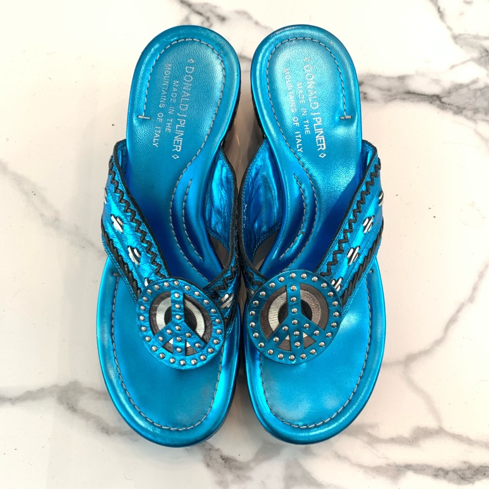 Donald J. Pliner Blue Peace Sign Sandals - Picture 2 of 8